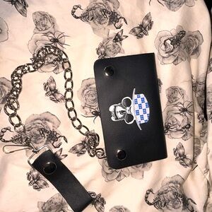 Black Skull and Tea Cup Chain Wallet